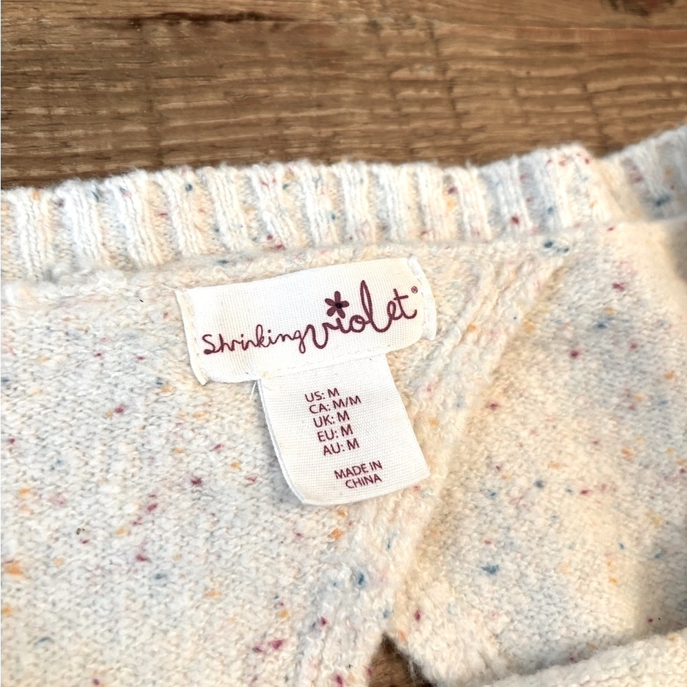 Shrinking Violet Open Back Gray Sweater. Women’s Sz-M Confetti | Neutral EUC - Picture 5 of 14